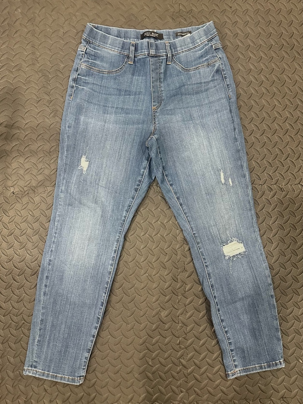 Judy Blue Light Blue Distressed Boyfriend Fit Stretchy Jeans